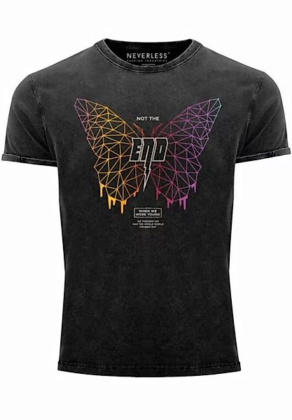 Neverless Print-Shirt Herren Vintage Shirt Schmetterling Geometric Design B günstig online kaufen