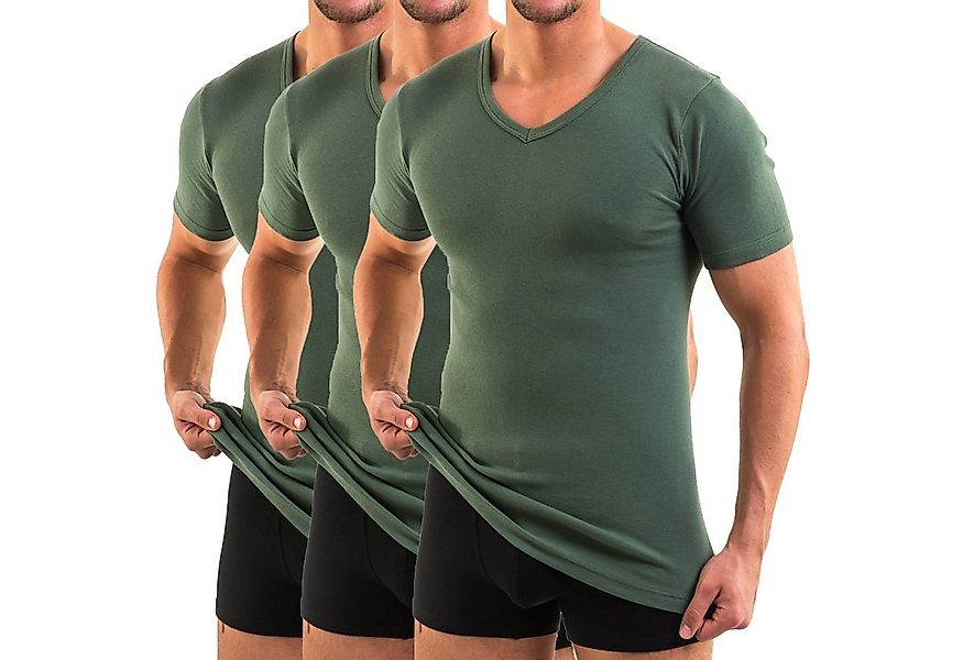 HERMKO Unterziehshirt 4880 3er Pack Herren kurzarm Business Shirt V-Neck 10 günstig online kaufen