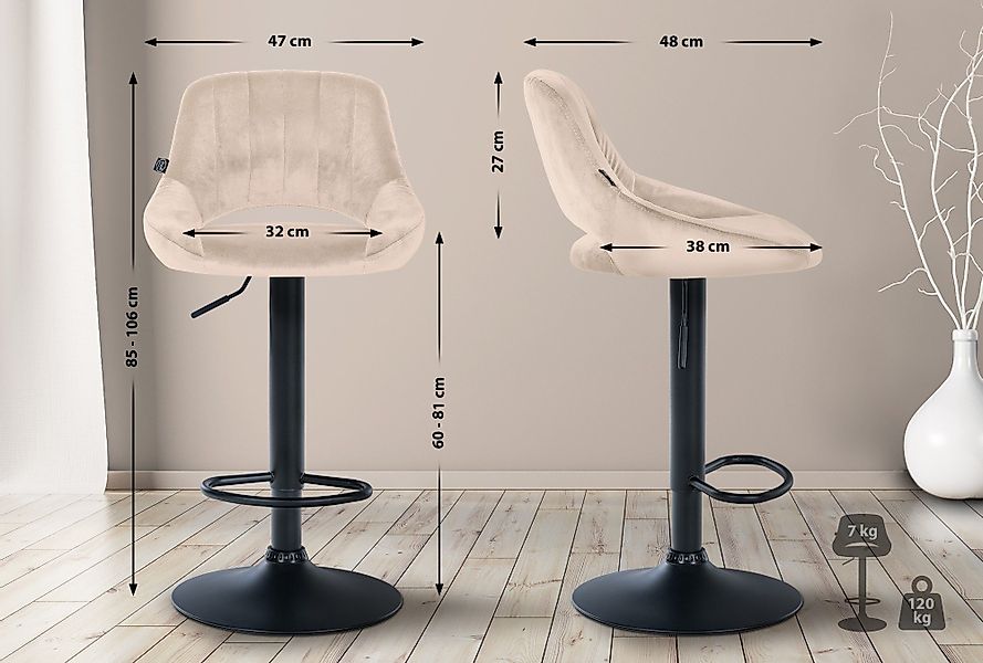 CLP Barhocker Milet, mit Samt-Bezug, drehbar günstig online kaufen