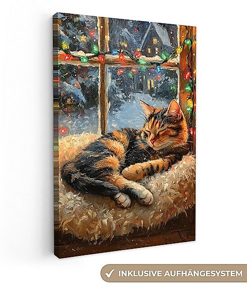 OneMillionCanvasses® Leinwandbild Katze - Weihnachten - Winter - Tier, Foto günstig online kaufen