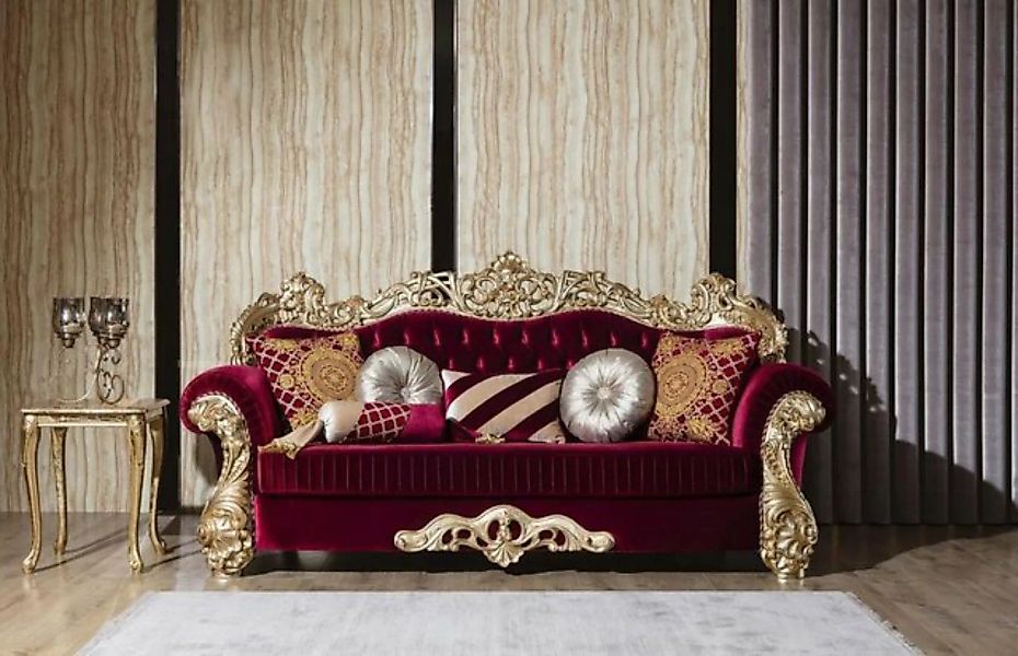 Casa Padrino Sofa Luxus Barock Sofa Bordeauxrot / Gold 244 x 95 x H. 123 cm günstig online kaufen