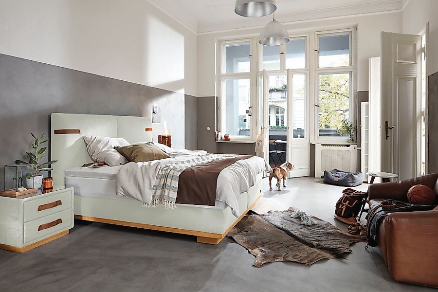 Birkenstock Nachtkommode "Montevideo", inklusive Glasplatte, mit Lederlasch günstig online kaufen