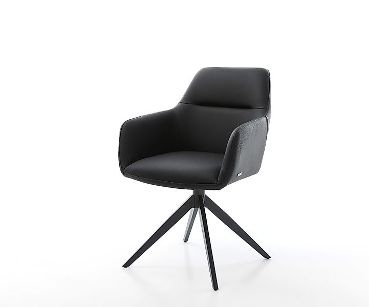 Drehstuhl Pejo-Flex Echt-Leder Schwarz Kreuzgestell breit Schwarz 360° dreh günstig online kaufen