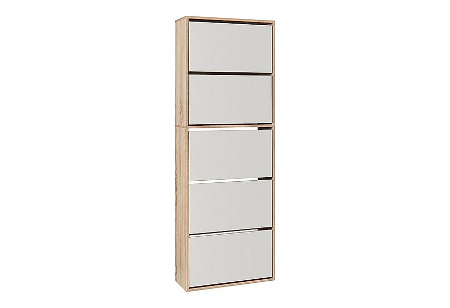 en.casa Schuhkipper, »Lund« mit 5 verspiegelten Klappen Sonoma-Eichenoptik günstig online kaufen