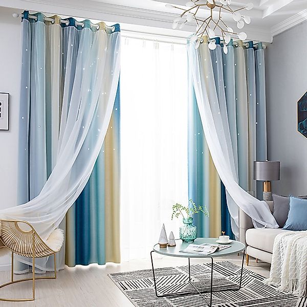 OKWISH Verdunkelungsvorhang 2er Set Curtains Farbverlauf günstig online kaufen