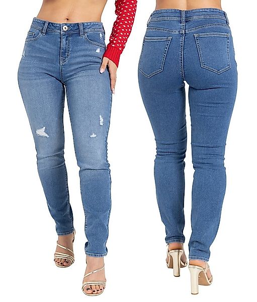BlauerHafen Destroyed-Jeans BlauerHafen Damen Jeans Skinny Stretch Mid Rise günstig online kaufen