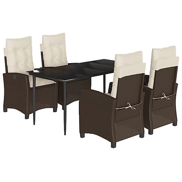 vidaXL 5-Tlg Garten-Essgruppe mit Kissen Braun Poly Rattan 3212766 günstig online kaufen