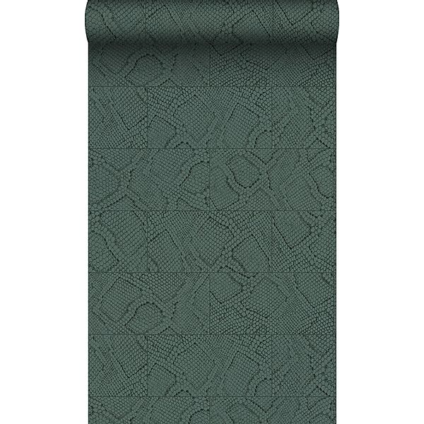 Origin Wallcoverings Tapete Fliesenmuster mit Schlangenhaut-Motiv Petrolbla günstig online kaufen