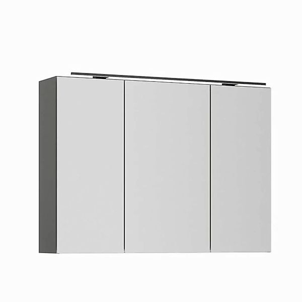 Lomadox Spiegelschrank PALERMO-136-GREY grau 100cm breit mit LED Aufsatzleu günstig online kaufen