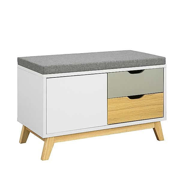 SoBuy Schuhbank mit 2 Schubladen und 1 Tür Holz Weiß FSR92-W günstig online kaufen