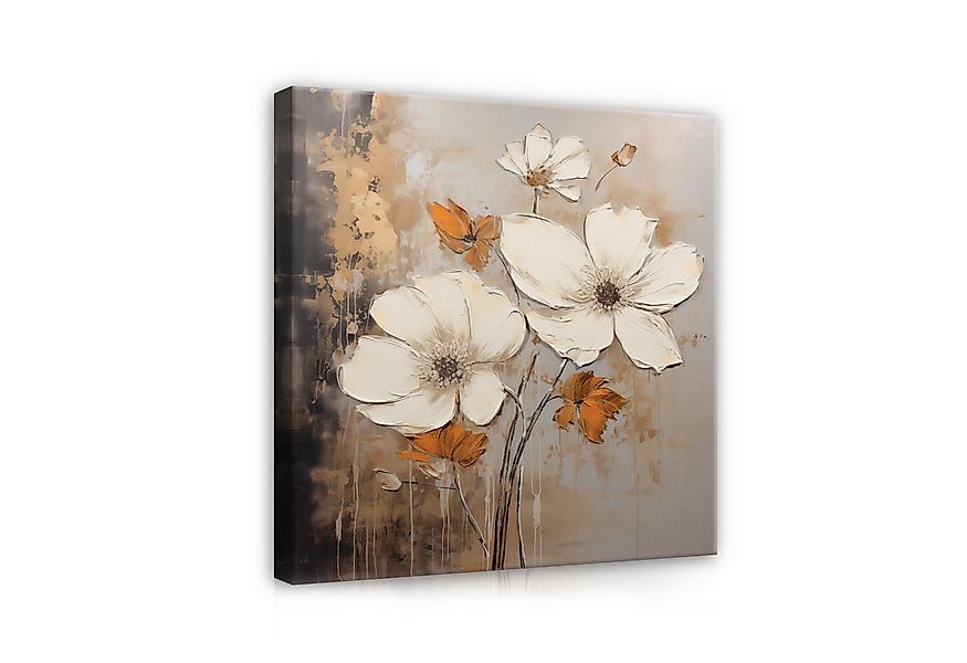 Wallarena Leinwandbild Blumen Gold Abstrakt Kunst Wandbild XXL Leinwandbild günstig online kaufen