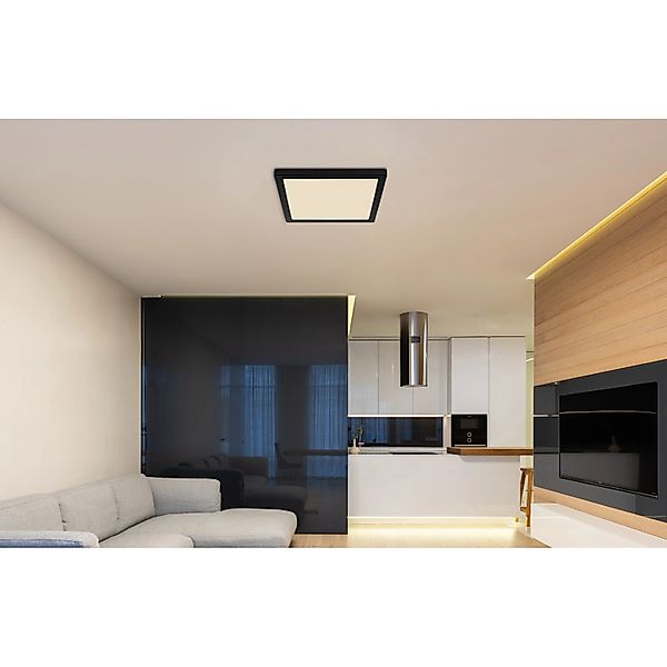Globo LED-Deckenleuchte Lasse 1-flammig Schwarz 291 x 291 x 17 mm günstig online kaufen