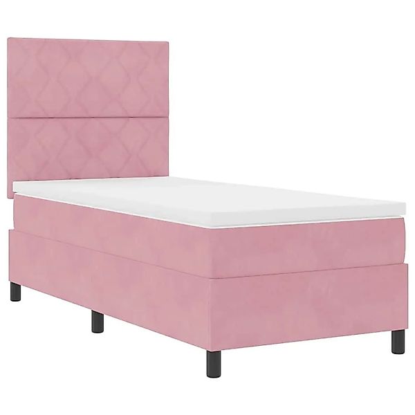 vidaXL LED Boxspringbett mit Matratze Rosa 100 x 200 cm Stoff 3343363 günstig online kaufen