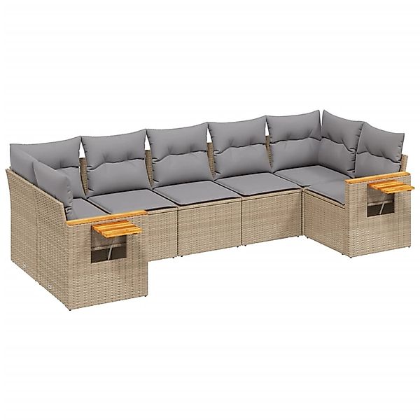 vidaXL 7-Tlg Garten-Sofagarnitur mit Kissen Beige Poly Rattan 3259511 günstig online kaufen