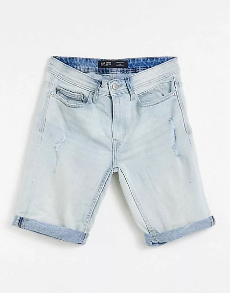 Burton ‑ Enge Jeans-Shorts mit Rissen und Ausbesserungen in Hellblau günstig online kaufen