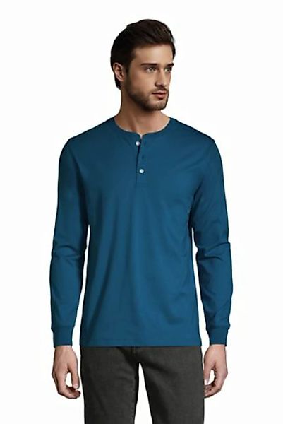 Super-T Langarm-Henleyshirt, Classic Fit, Herren, Größe: XXL Normal, Blau, günstig online kaufen