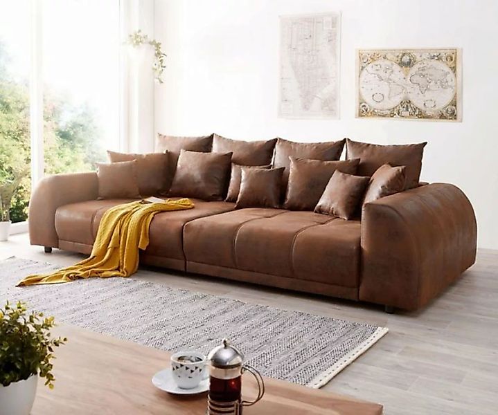 DELIFE Big-Sofa Violetta, Braun 310x135 cm Antik Optik inklusive Kissen Big günstig online kaufen