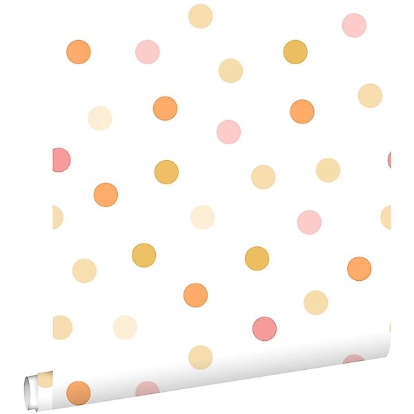 ESTAhome Tapete Punktmuster Gelb Orange und Rosa 50 x 900 cm günstig online kaufen