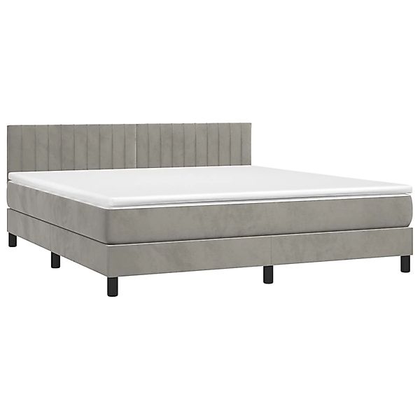 vidaXL Boxspringbett mit Matratze & LED Hellgrau 180x200 cm Samt 3134537 günstig online kaufen