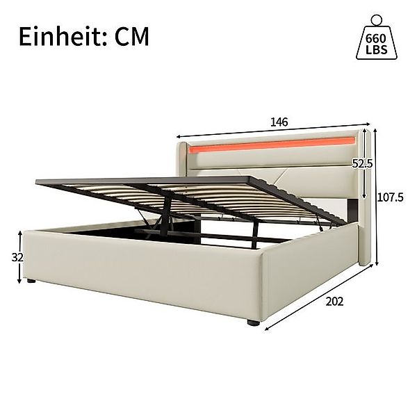 STILVORA Polsterbett Jugendbett 140x200 mit LED,Stauraumbett Doppelbett mit günstig online kaufen