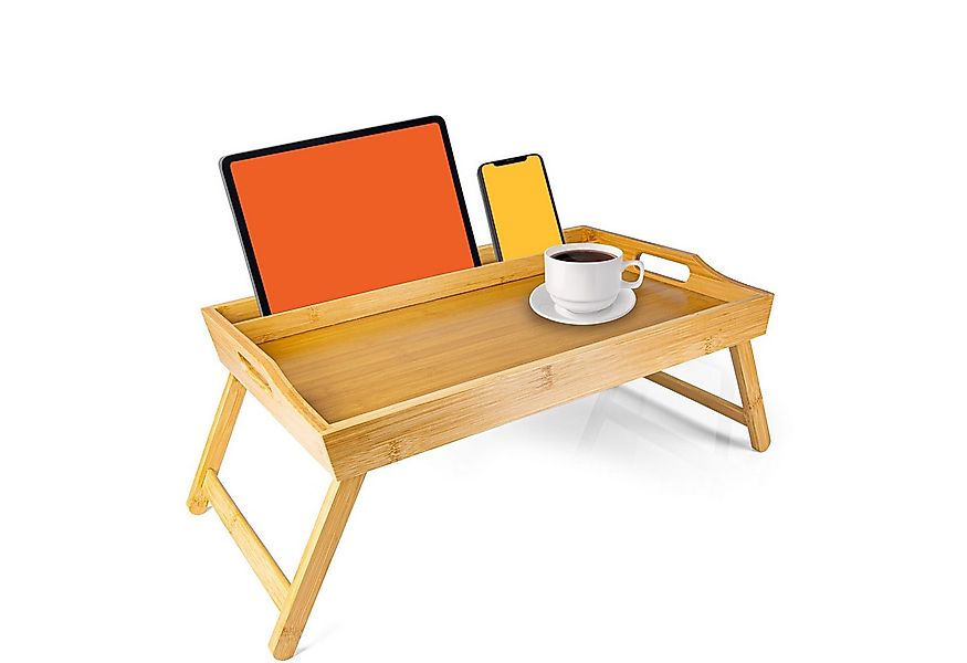 Dimono Tabletttisch Frühstückstablett Bambus Bett-Tablett, Serviertablett B günstig online kaufen