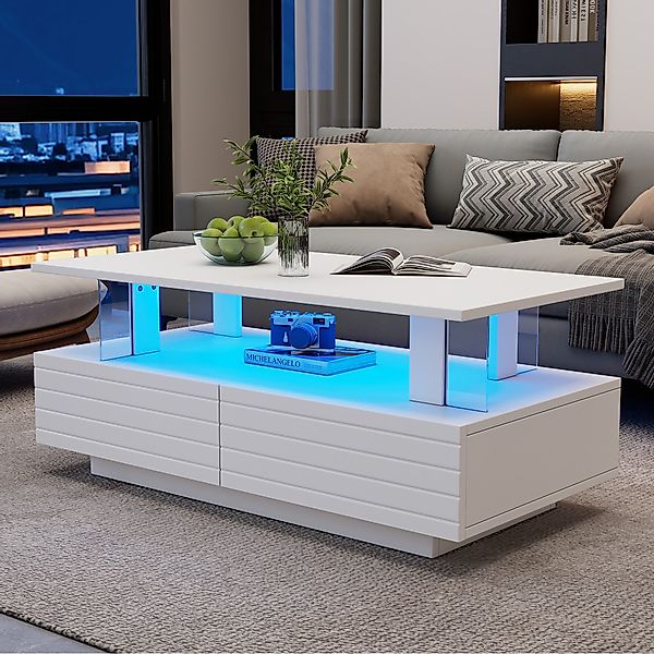 HAUSS SPOLE Couchtisch mit LED-Beleuchtung, Bluetooth-Handy-App-Steuerung günstig online kaufen
