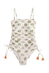 Next Badeanzug Bauchformender Bandeau-Badeanzug mit Beinrüschen günstig online kaufen
