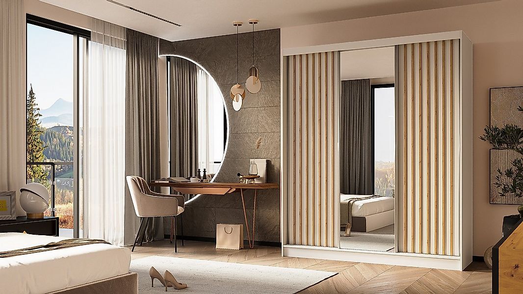 ALTDECOR Schiebetürenschrank LAMELO (Kleiderschrank Garderobenschrank mit v günstig online kaufen