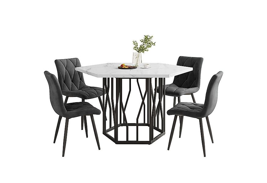 i@home Essgruppe 115,5 x 100 cm Esstisch mit 4 Stühlen, (Moderner Küchentis günstig online kaufen