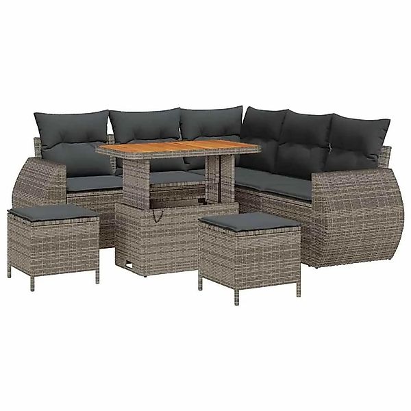 vidaXL Gartensofa-Set mit Kissen mit Speicher 8 Stk Grau Poly-Rattan 336382 günstig online kaufen