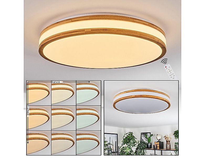 hofstein Deckenleuchte Deckenpanel aus Metall/Kunststoff/Bambus in Weiß/Nat günstig online kaufen