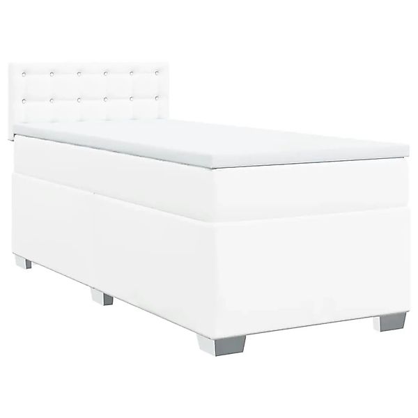 vidaXL Boxspringbett mit Matratze Weiß 80x200 cm Kunstleder 3288397 günstig online kaufen