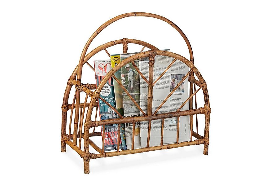 relaxdays Zeitungsständer Rattan rund günstig online kaufen