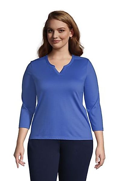 Supima-Shirt mit Tunika-Ausschnitt in großen Größen, Damen, Größe: 52-54 Pl günstig online kaufen