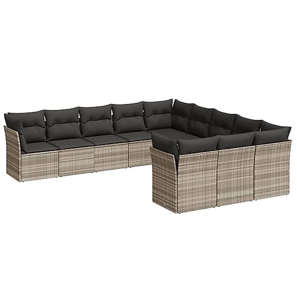 vidaXL 11-Tlg Garten-Sofagarnitur mit Kissen Hellgrau Poly Rattan 3218412 günstig online kaufen