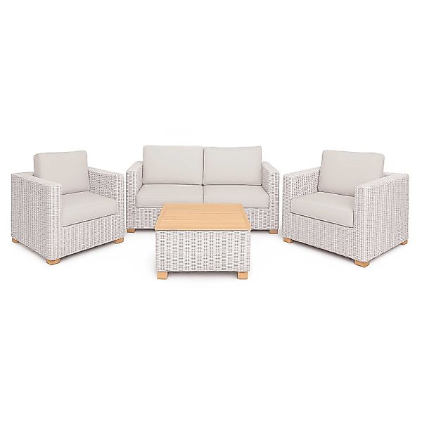 Polyrattan Premium Lounge-Set Havanna 5-tlg Weiß/Grau günstig online kaufen