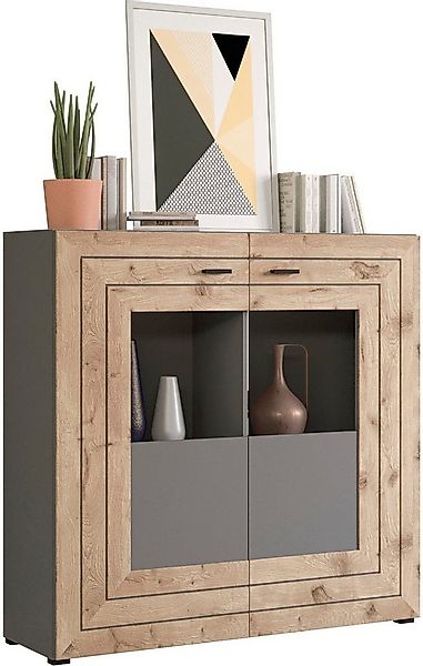 Home affaire Highboard Aalborg, Höhe 117cm, 2 Glastüren, 6 Fächer, 2-farbig günstig online kaufen