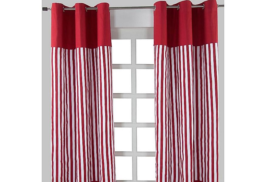 Homescapes Gardine Gardinen mit Ösen breite Streifen rot 100% Baumwolle, 13 günstig online kaufen