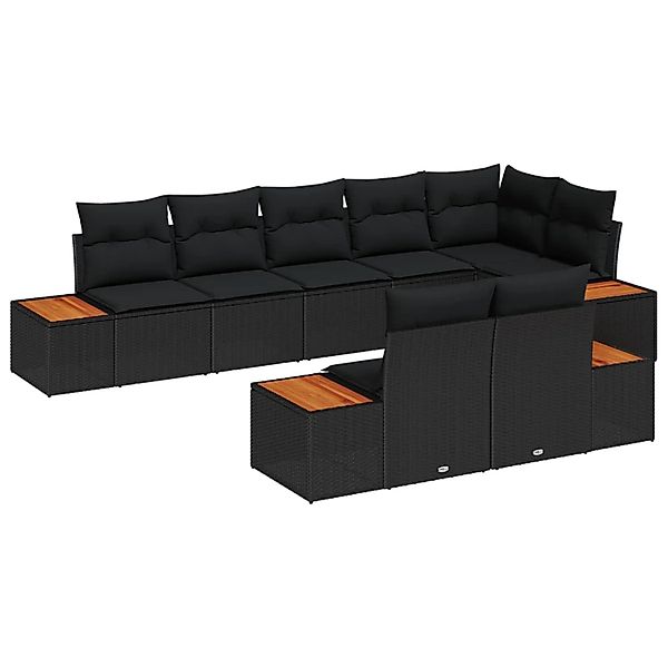 vidaXL Gartensofa-Set mit Kissen mit Speicher 8 Stk Schwarz Polyrattan 3356 günstig online kaufen