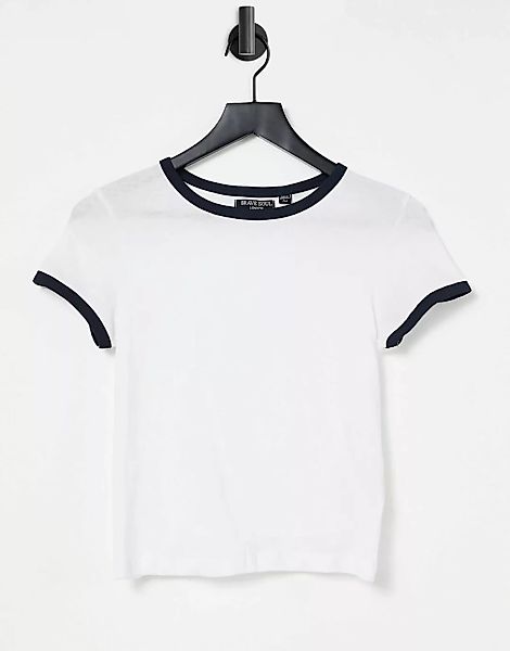 Brave Soul – Claudia – T-Shirt in Weiß mit kontrastierenden Abschlüssen günstig online kaufen