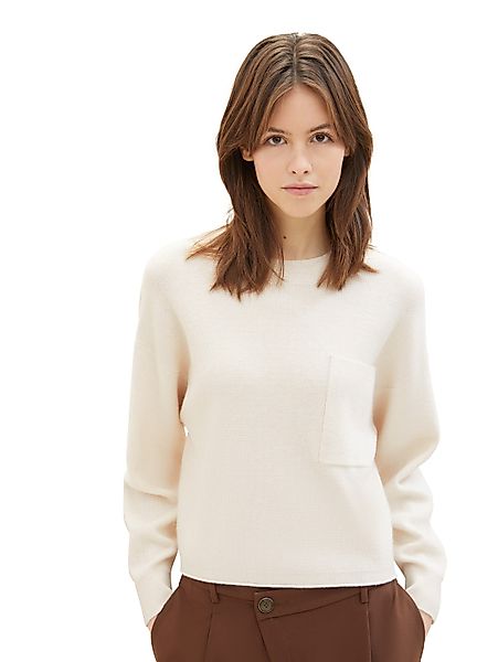 TOM TAILOR Denim Strickpullover mit aufgesetzter günstig online kaufen