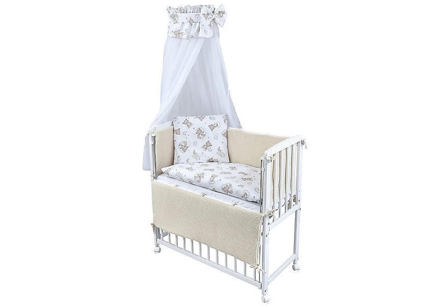 Baby-Delux Beistellbett Babybett Waffelpique Bärchen Beige, Stillbett 90x40 günstig online kaufen