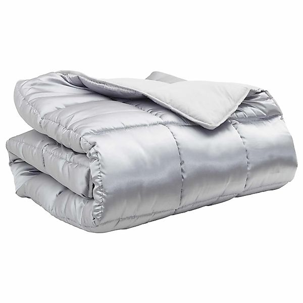 vidaXL Winterbettdecke Silber 220 x 240 cm Satin und Mikrofaser 42025869 günstig online kaufen
