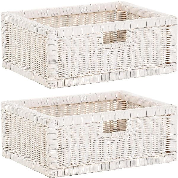 Krines Home Regalkorb 2er Set Regalkorb Aufbewahrungskorb Korb geflochten R günstig online kaufen