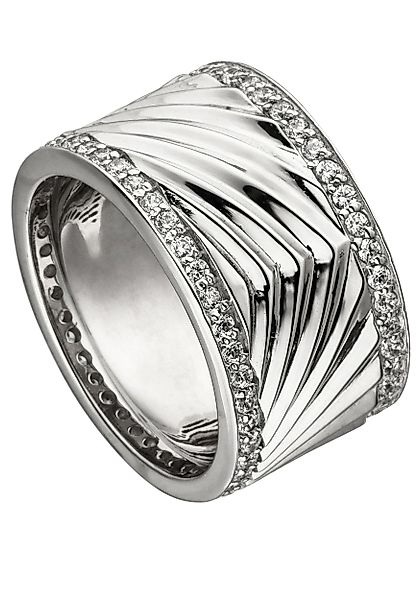 JOBO Fingerring "Breiter Ring mit Zirkonia", 925 Silber günstig online kaufen