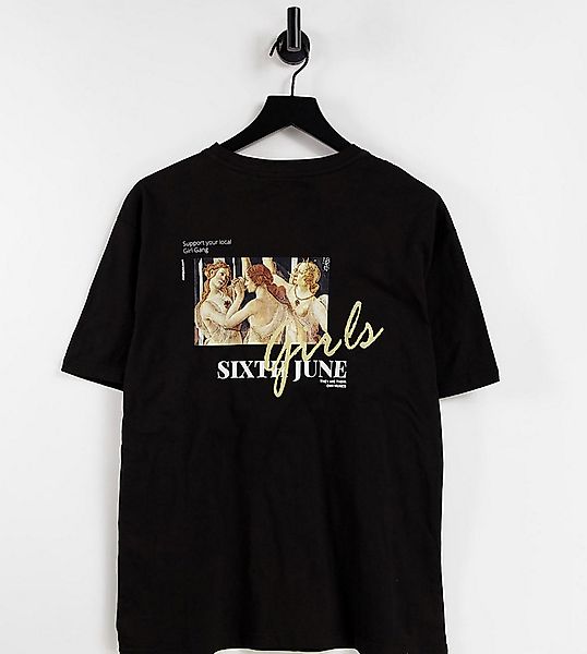 Sixth June – Oversize T-Shirt in Schwarz mit „Girls-Gang“-Rückenprint günstig online kaufen