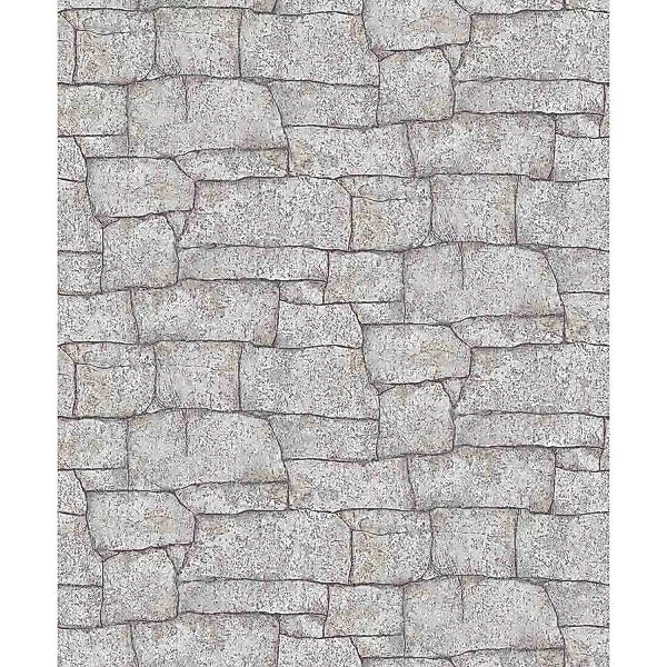 Bricoflor Naturstein Tapete in Grau Vlies Steintapete Ideal für Küche und W günstig online kaufen