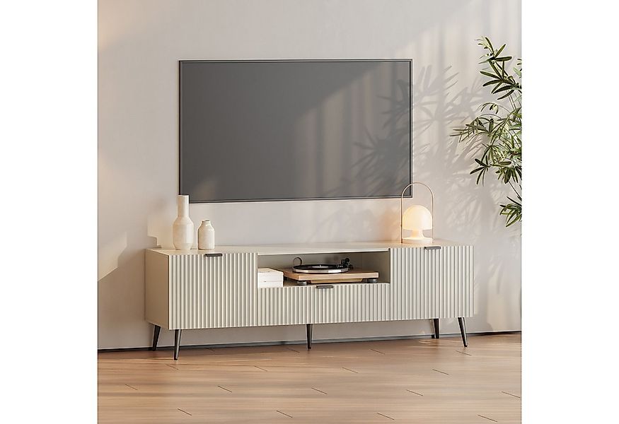 en.casa TV-Schrank »Nand« mit Schublade und 2 Türen geriffelt 160x40x51 cm günstig online kaufen