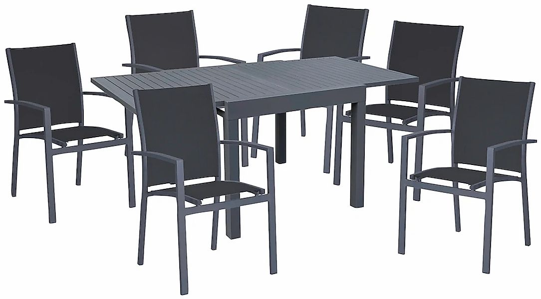 Garden Pleasure Garten-Essgruppe "ELENA" 7 Stk. tlg. mit ausziehbarem Tisch günstig online kaufen
