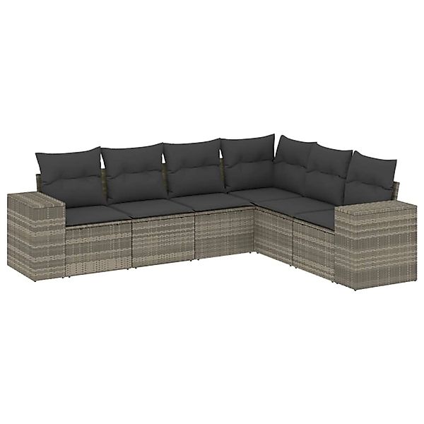 vidaXL 6-Tlg Garten-Sofagarnitur mit Kissen Hellgrau Poly Rattan 3254949 günstig online kaufen